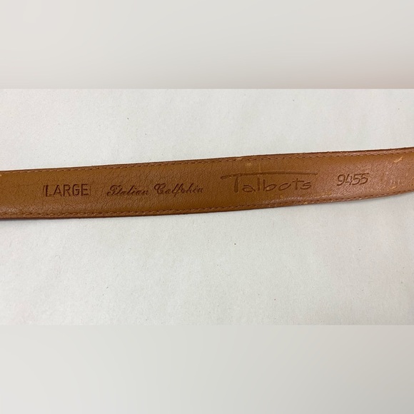 Talbots Italian Calfskin Brown Belt Gold Tone Buckle Size L NWT - Picture 3 of 7